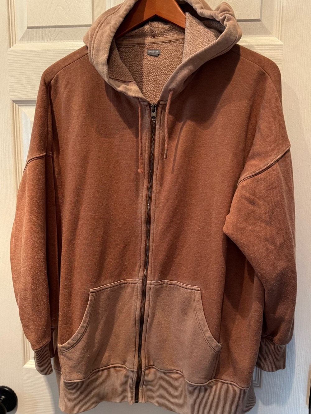Women’s aerie caramel tan Zip-Up Hooded Cozy zip down Jacket medium
